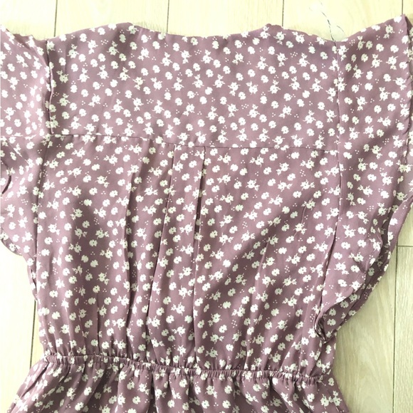 Monteau Los Angeles Mauve Floral V Neck Chiffon Dress Size S - Picture 11 of 14
